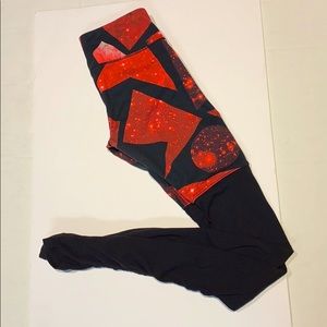 ALO Yoga Red Space Goddess Ribbed Ruched Leggings